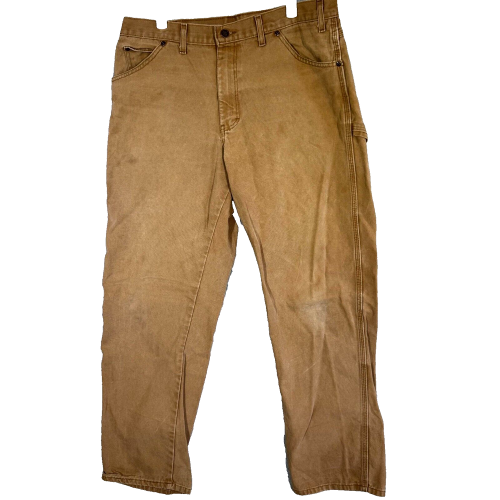 Dickies Men’s Carpenter Jeans 34x32 Brown Workwear Relaxed Fit Straight Leg